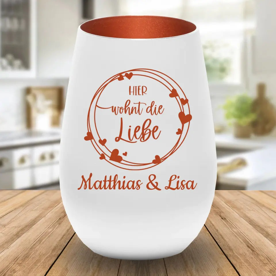 Windlicht - Hier wohnt die Liebe