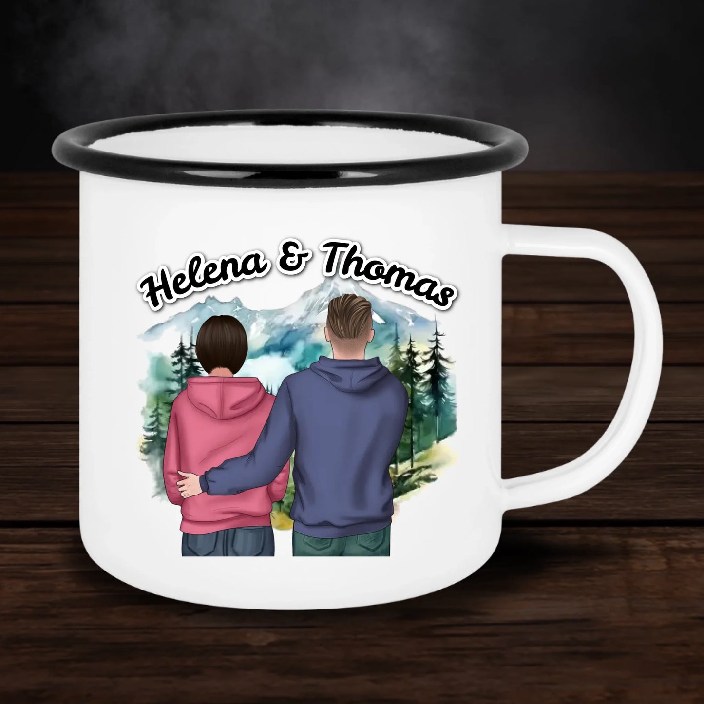 Personalisierte Emaille-Tasse Pärchen - Valentinstag