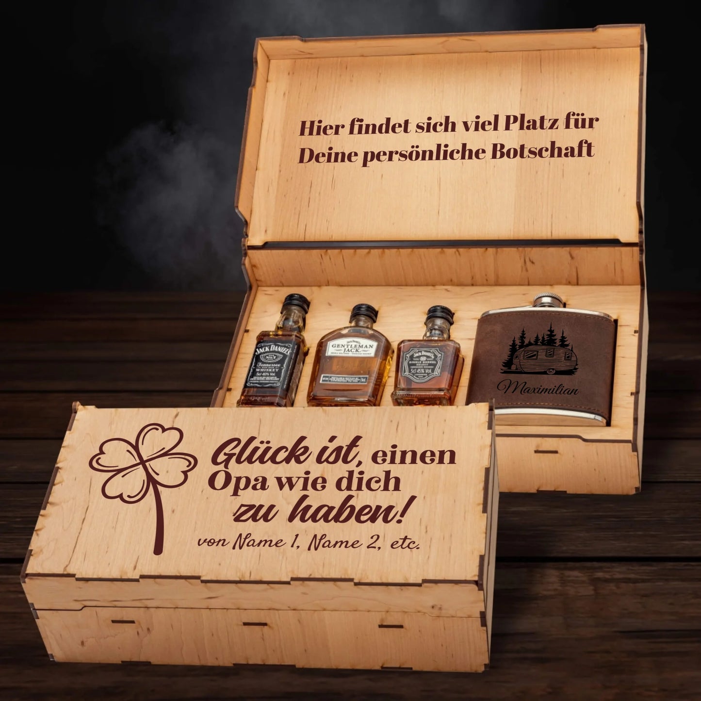 Jack Daniel´s Geschenkbox - Glück ist einen Opa wie dich zu haben - personalisierbar