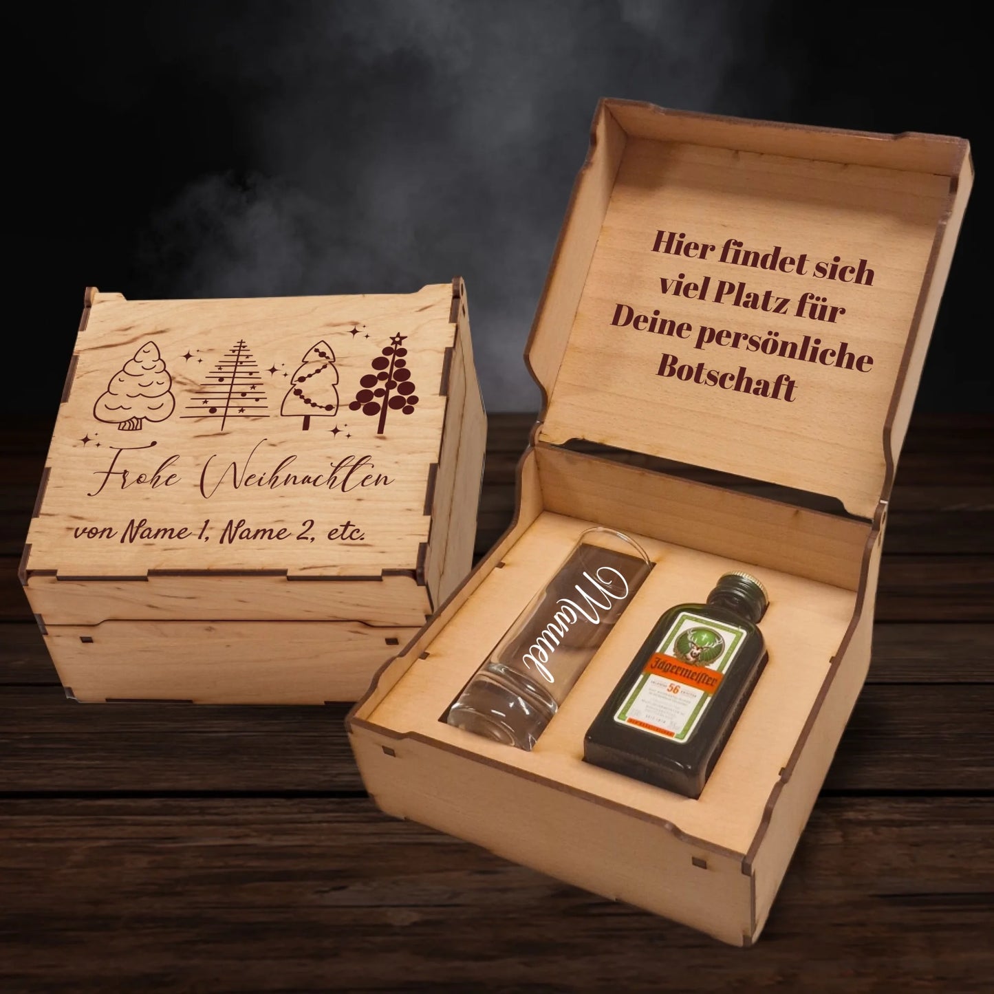 Jägermeister Geschenkbox - Frohe Weihnachten - Tannenbäume