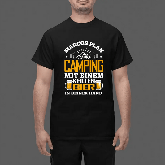 T-Shirt - Camping mit einem kalten Bier - Personalisierbar - Customizer - drink4friends