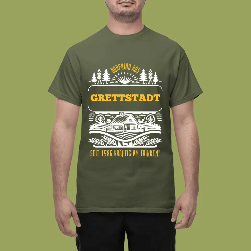 T-Shirt - Dorfkind aus... - Personalisierbar - Customizer - drink4friends