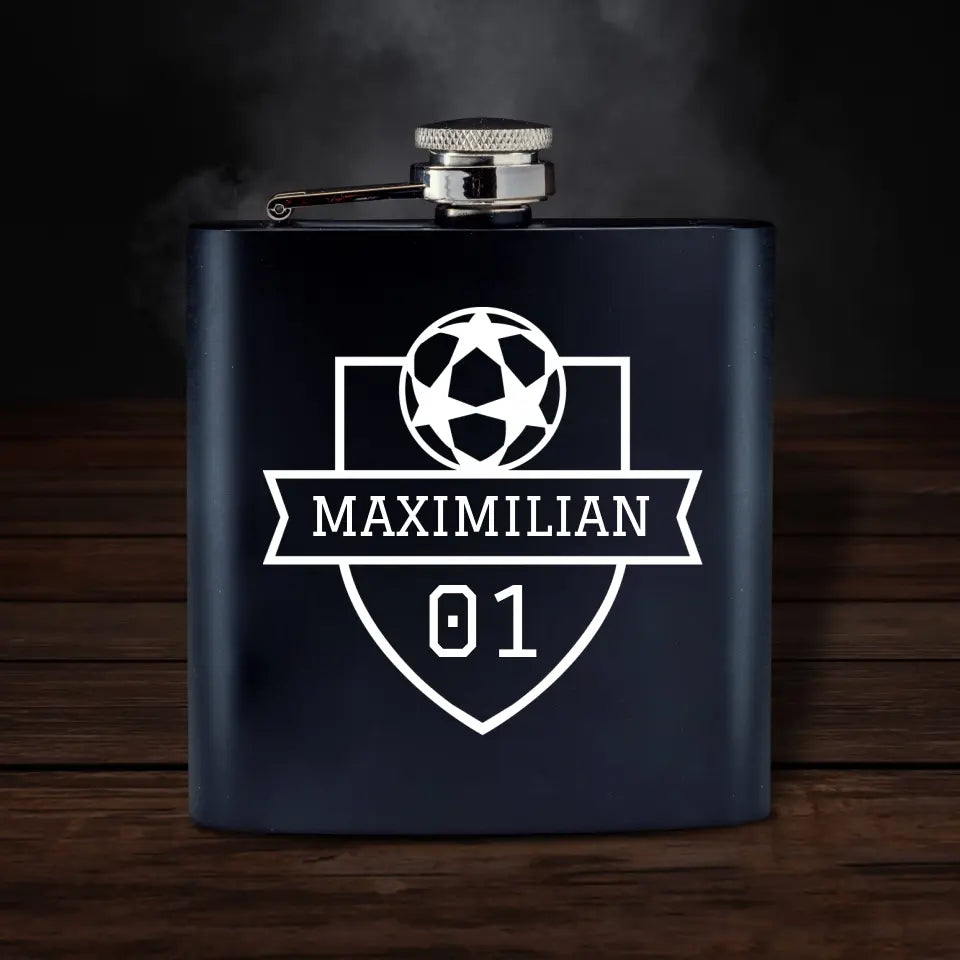 Gravierter Flachmann mit Fußballwappen & Name