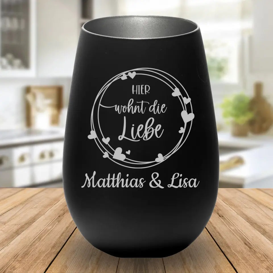 Windlicht - Hier wohnt die Liebe