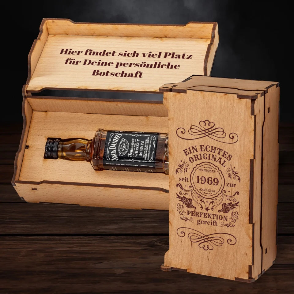 Jack Daniels Geschenkbox - Geburtstag - Ein echtes Original - personalisierbar