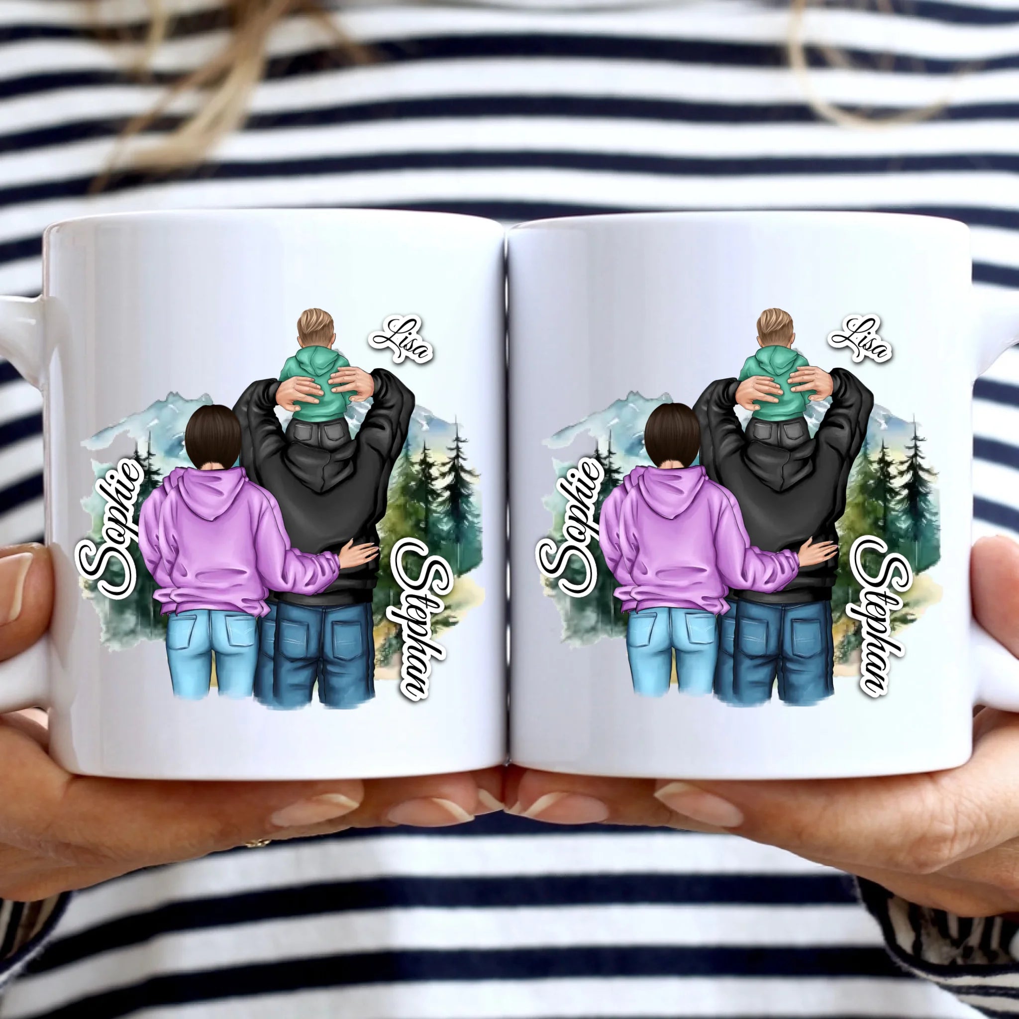 Tasse 11oz - Vatertag - Muttertag - Familie mit Kind - Doppelseitig bedruckt