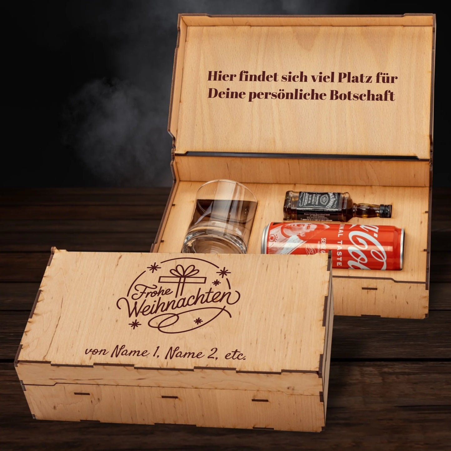 Jack Daniel´s Geschenkbox - Frohe Weihnachten - Schriftzug & Geschenk