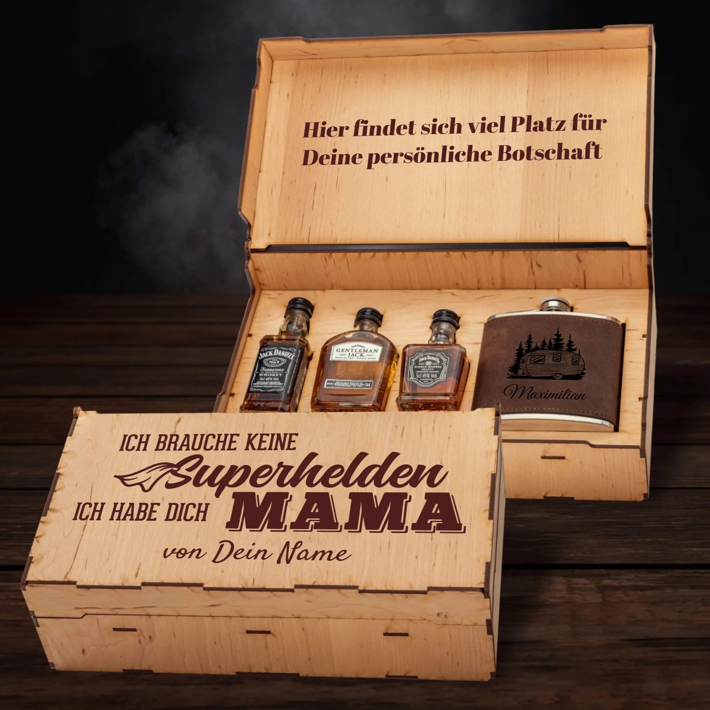 Jack Daniel´s Geschenkbox - Ich brauch keine Superhelden, ich habe dich Mama
