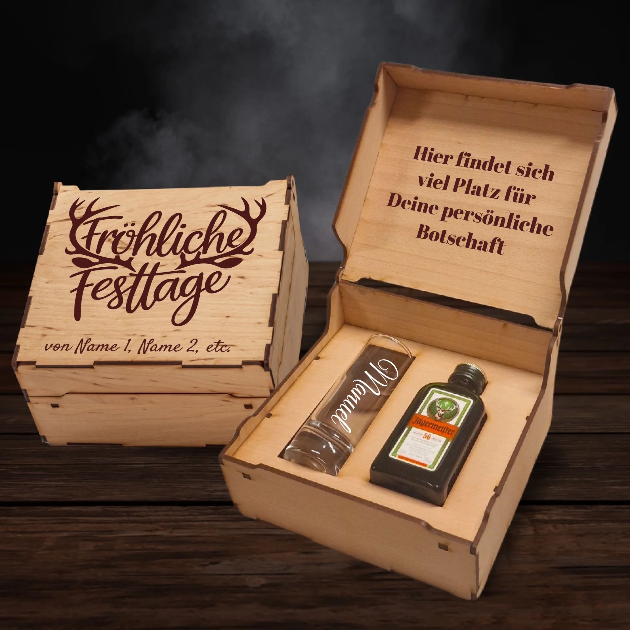 Jägermeister Geschenkbox - Fröhliche Weihnachten - Rentiergeweih