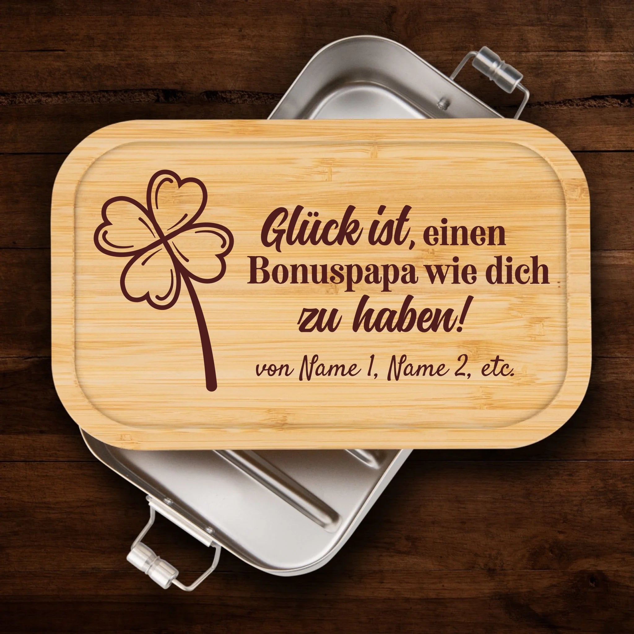 Brotzeitdose - Glück ist einen Bonuspapa wie dich zu haben... - personalisierbar