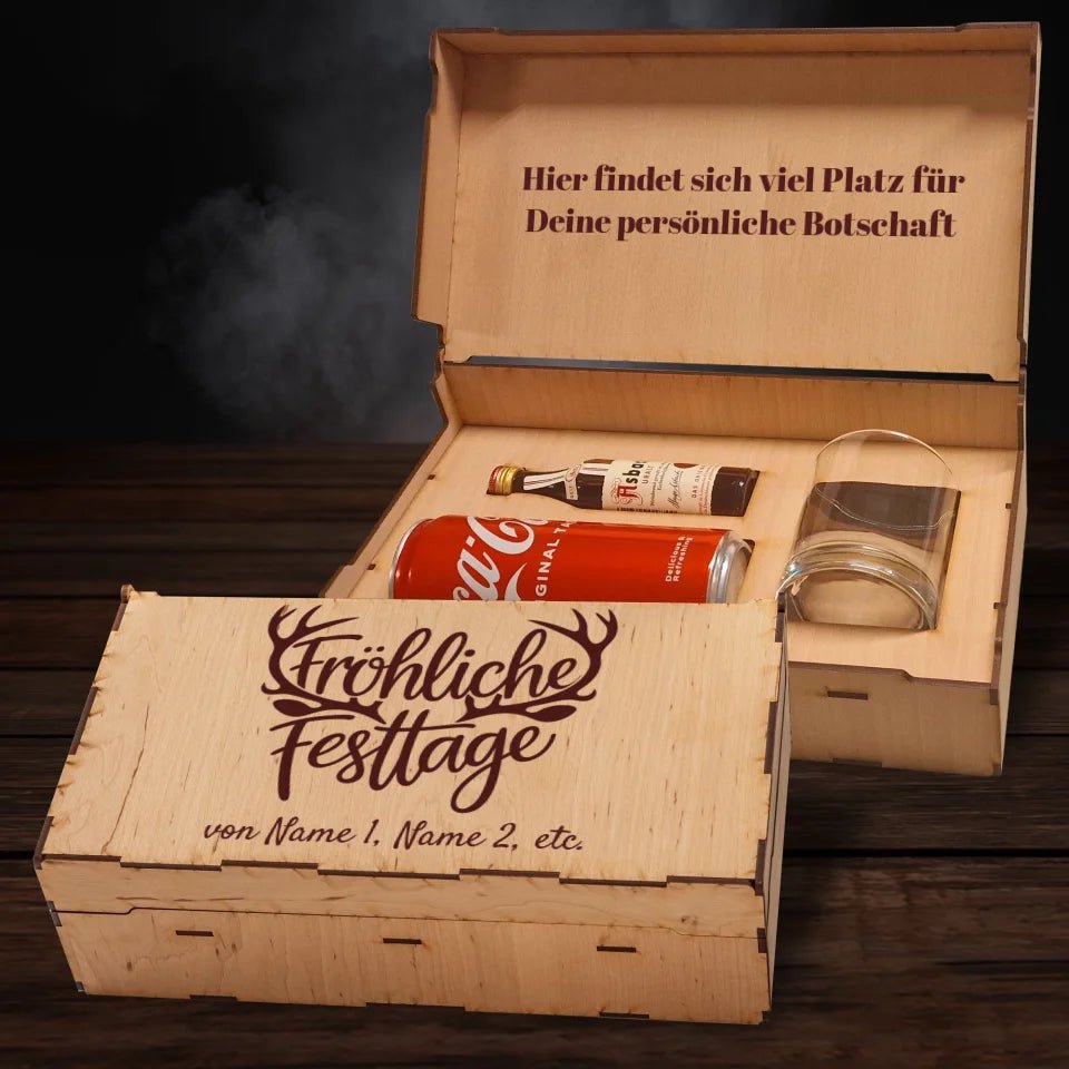 Asbach Geschenkbox - Fröhliche Weihnachten - Rentiergeweih - Customizer - drink4friends