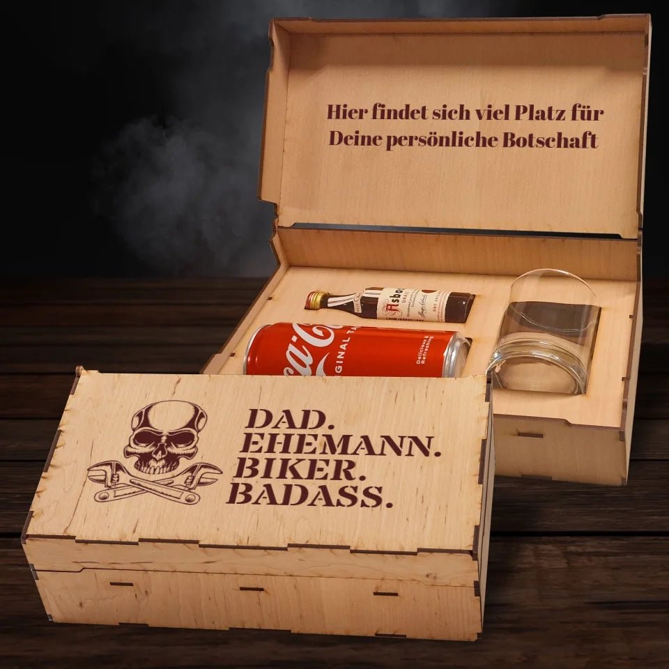 Asbach Geschenkbox - Geburtstag - Biker Dad - Customizer - drink4friends