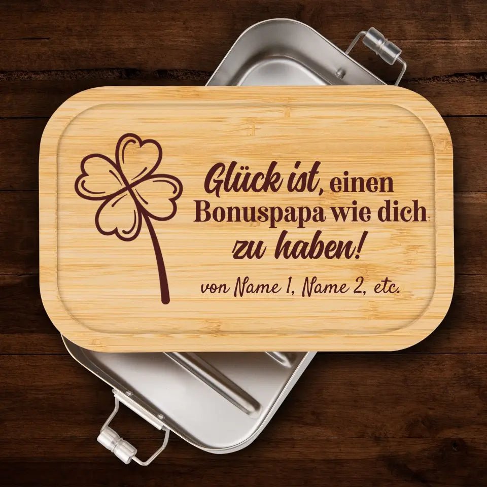 Brotzeitdose - Glück ist einen Bonuspapa wie dich zu haben... - personalisierbar - Customizer - drink4friends