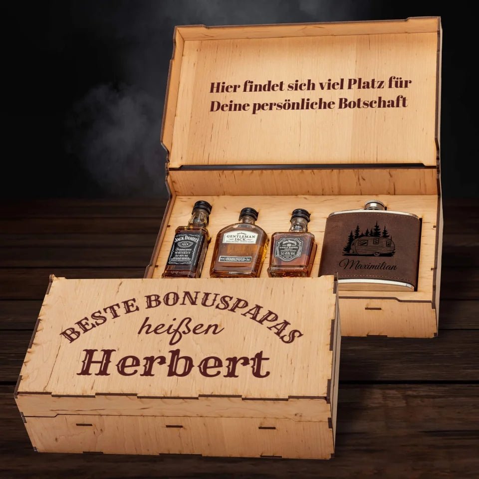 Jack Daniel´s Geschenkbox - Beste Bonuspapas heißen... - personalisierbar - Customizer - drink4friends