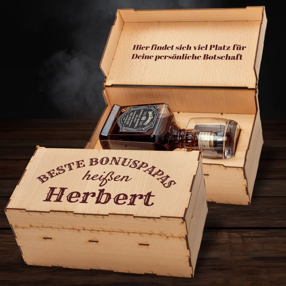 Jack Daniel´s Geschenkbox - Beste Bonuspapas heißen... - personalisierbar - Customizer - drink4friends