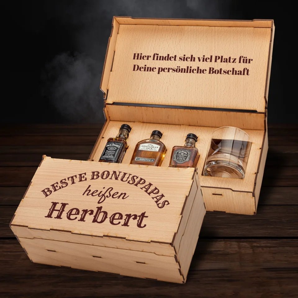 Jack Daniel´s Geschenkbox - Beste Bonuspapas heißen... - personalisierbar - Customizer - drink4friends