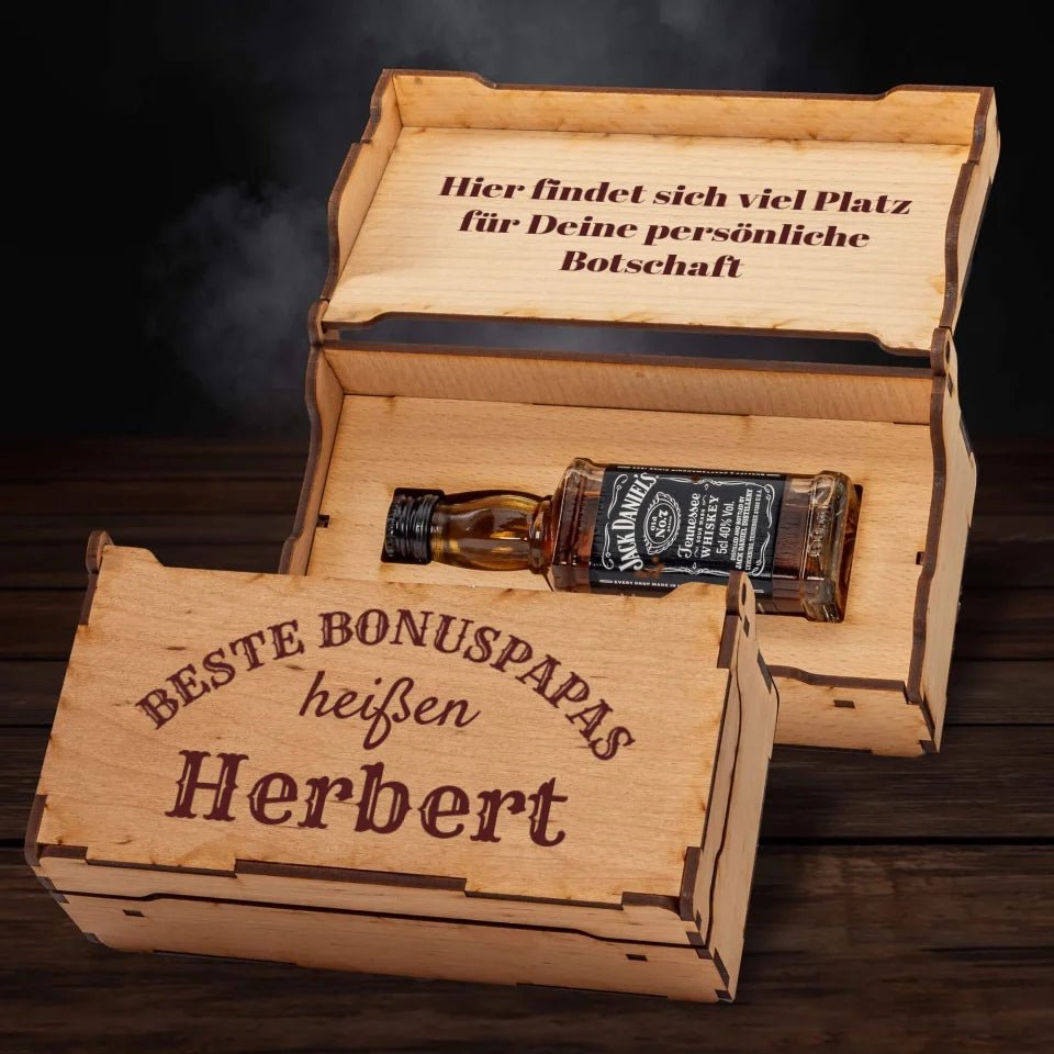 Jack Daniel´s Geschenkbox - Beste Bonuspapas heißen... - personalisierbar - Customizer - drink4friends