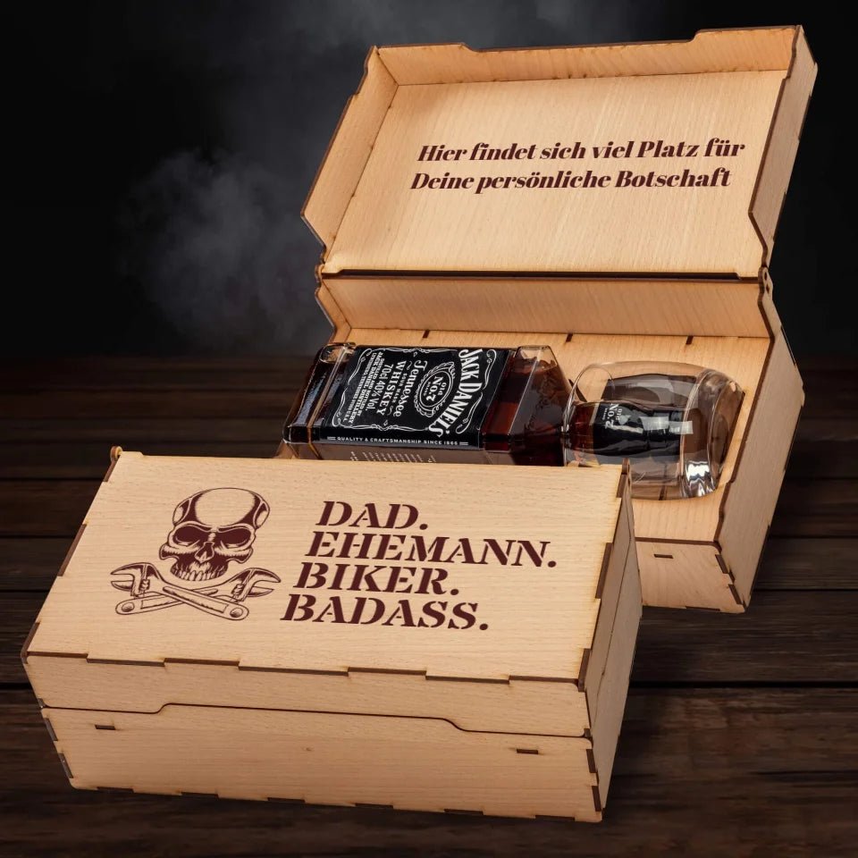 Jack Daniel´s Geschenkbox - Biker Dad. - personalisierbar - Customizer - drink4friends