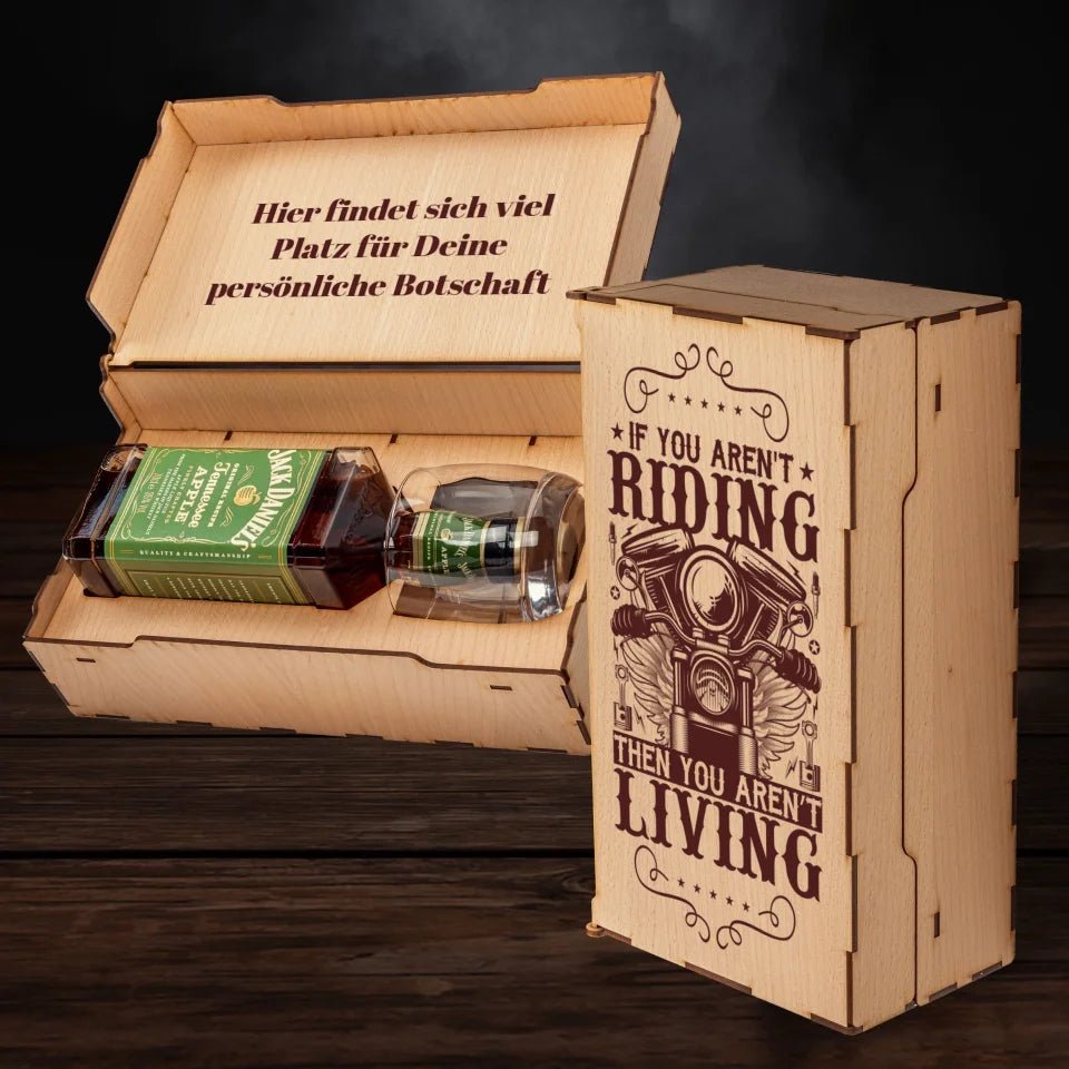 Jack Daniels Geschenkbox - Biker - If you aren't riding then you aren't living - Customizer - drink4friends