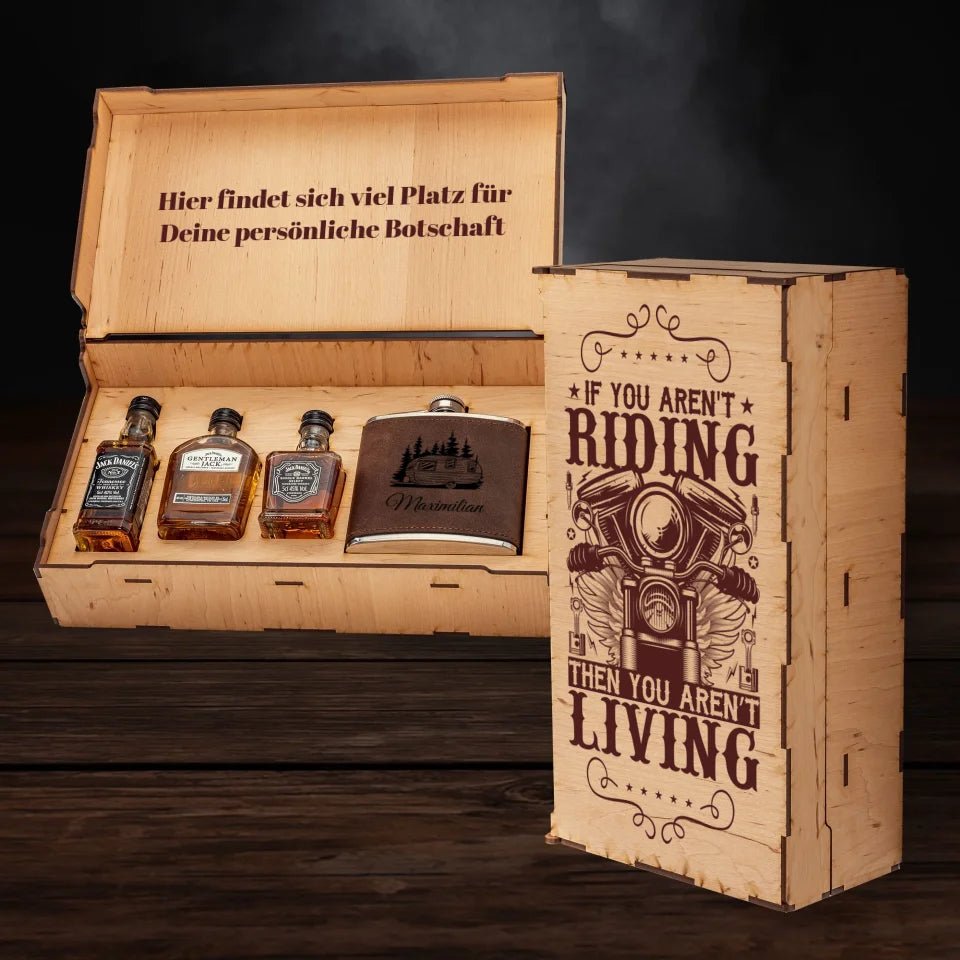 Jack Daniels Geschenkbox - Biker - If you aren't riding then you aren't living - Customizer - drink4friends