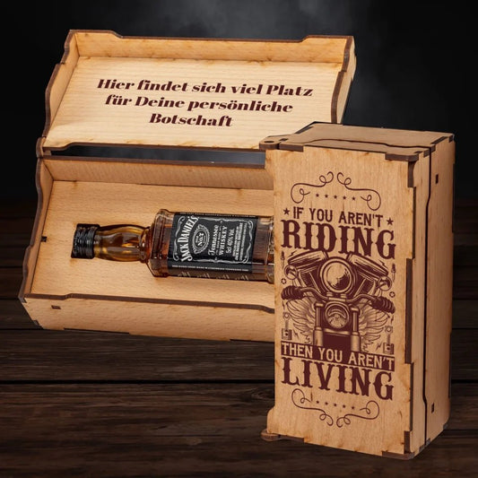 Jack Daniels Geschenkbox - Biker - If you aren't riding then you aren't living - Customizer - drink4friends