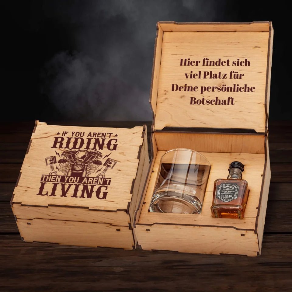 Jack Daniels Geschenkbox - Biker - If you aren't riding then you aren't living - Customizer - drink4friends