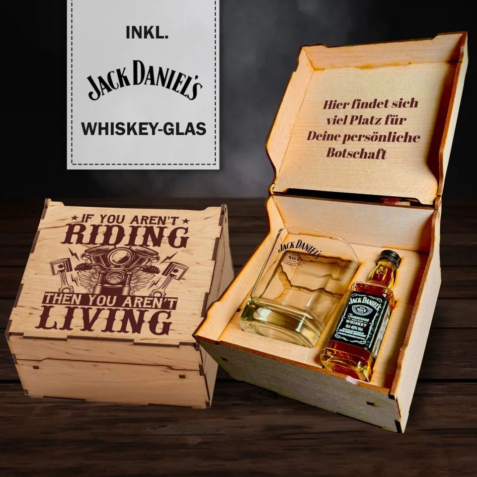 Jack Daniels Geschenkbox - Biker - If you aren't riding then you aren't living - Customizer - drink4friends