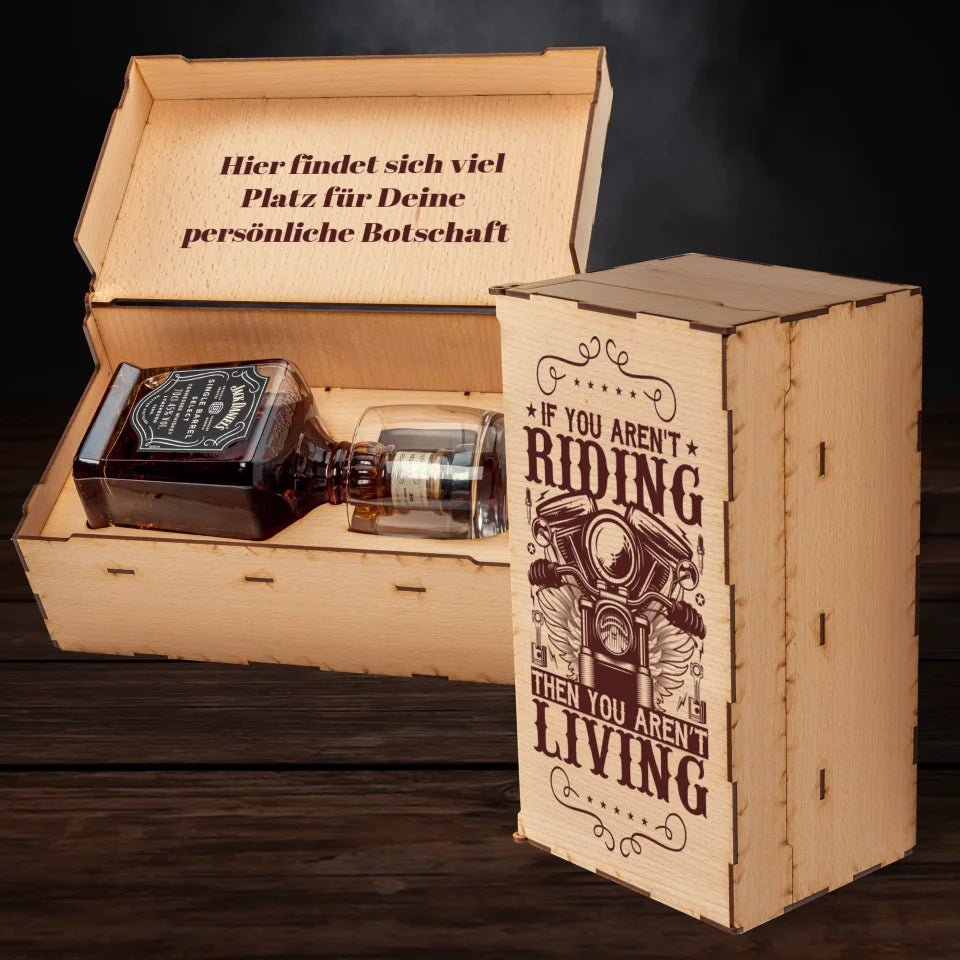 Jack Daniels Geschenkbox - Biker - If you aren't riding then you aren't living - Customizer - drink4friends