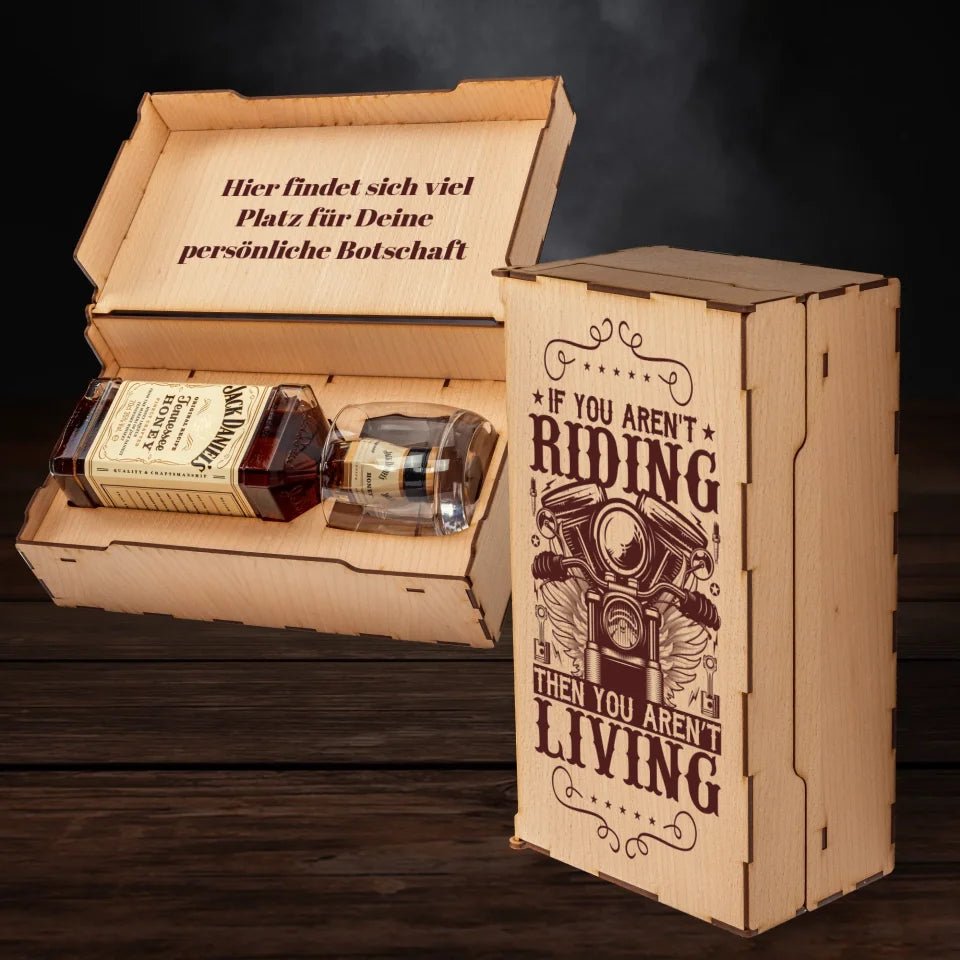 Jack Daniels Geschenkbox - Biker - If you aren't riding then you aren't living - Customizer - drink4friends