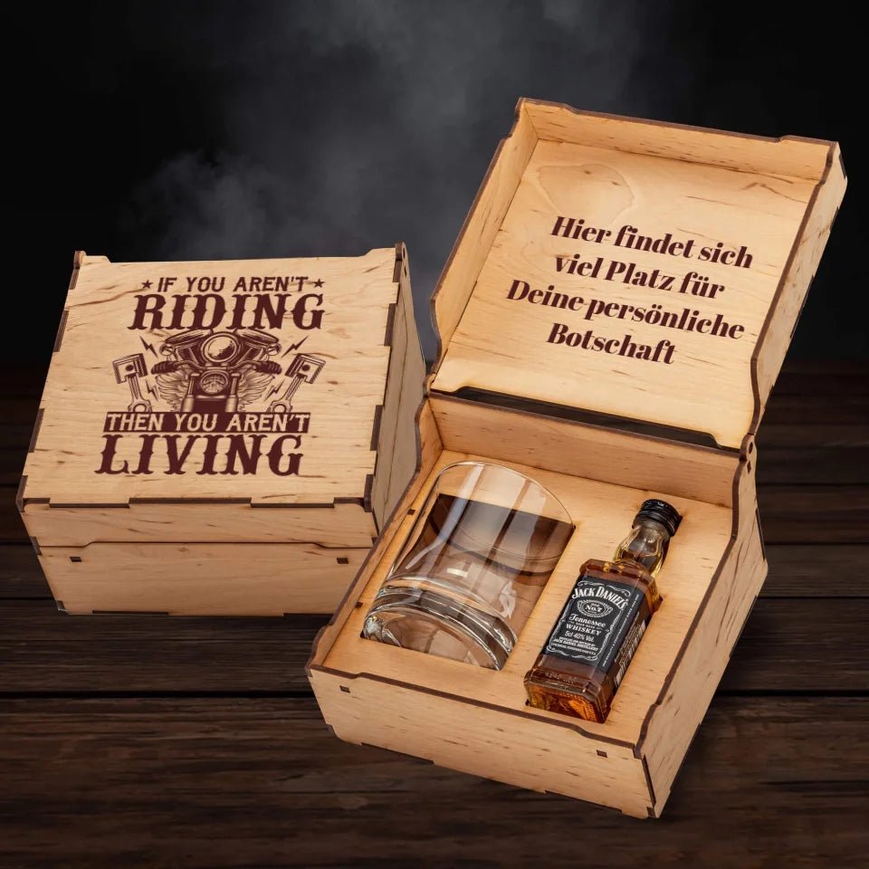 Jack Daniels Geschenkbox - Biker - If you aren't riding then you aren't living - Customizer - drink4friends