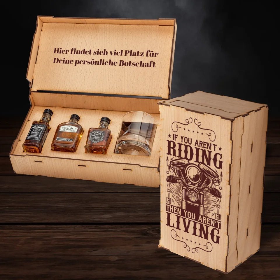 Jack Daniels Geschenkbox - Biker - If you aren't riding then you aren't living - Customizer - drink4friends