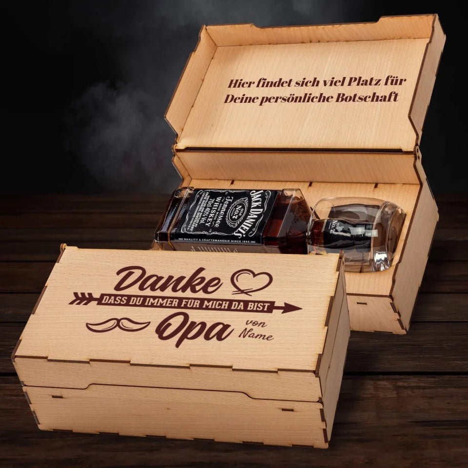 Jack Daniel´s Geschenkbox - Danke dass du immer für mich da bist Opa - personalisierbar - Customizer - drink4friends