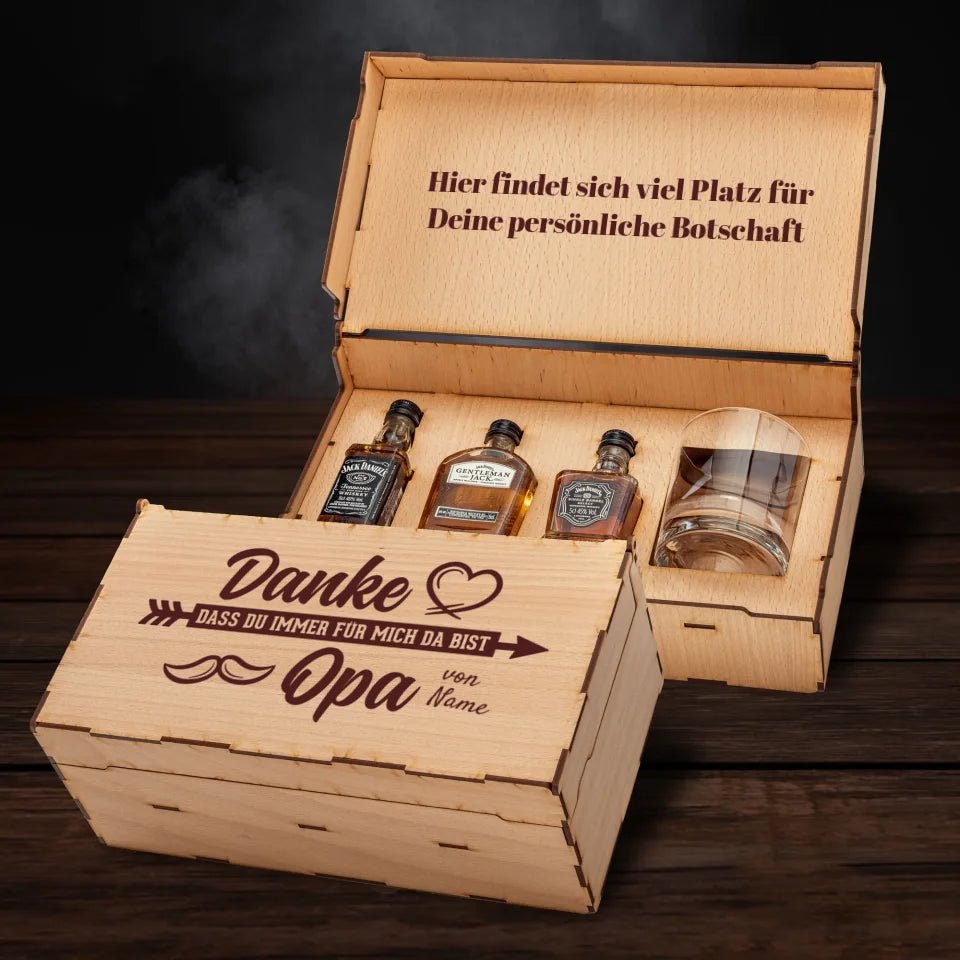 Jack Daniel´s Geschenkbox - Danke dass du immer für mich da bist Opa - personalisierbar - Customizer - drink4friends