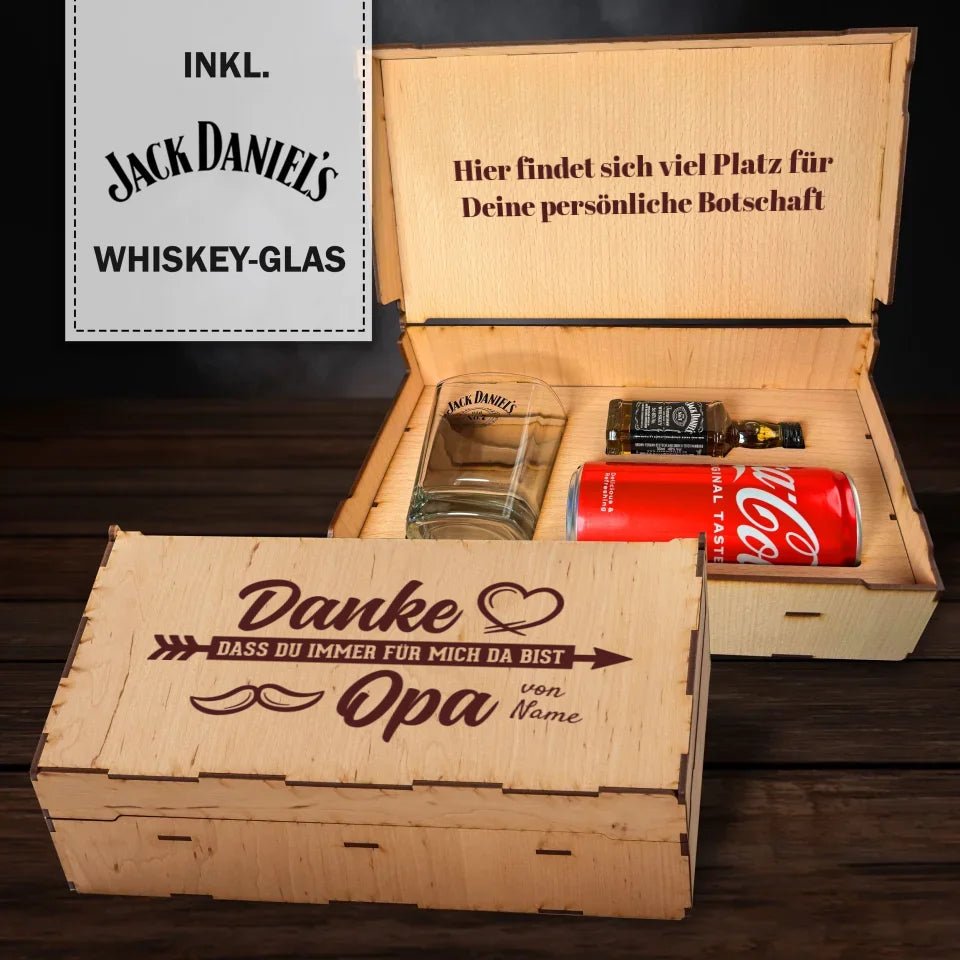 Jack Daniel´s Geschenkbox - Danke dass du immer für mich da bist Opa - personalisierbar - Customizer - drink4friends