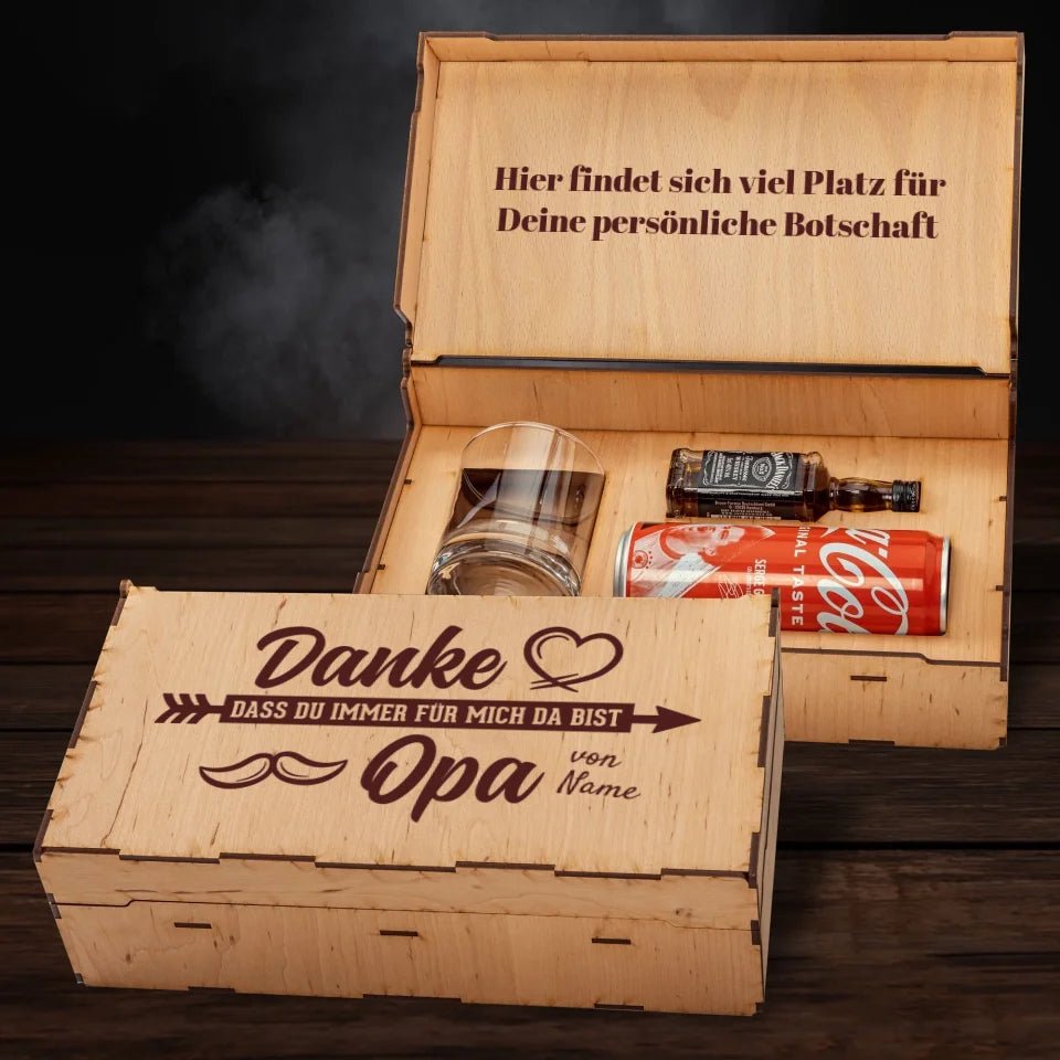 Jack Daniel´s Geschenkbox - Danke dass du immer für mich da bist Opa - personalisierbar - Customizer - drink4friends