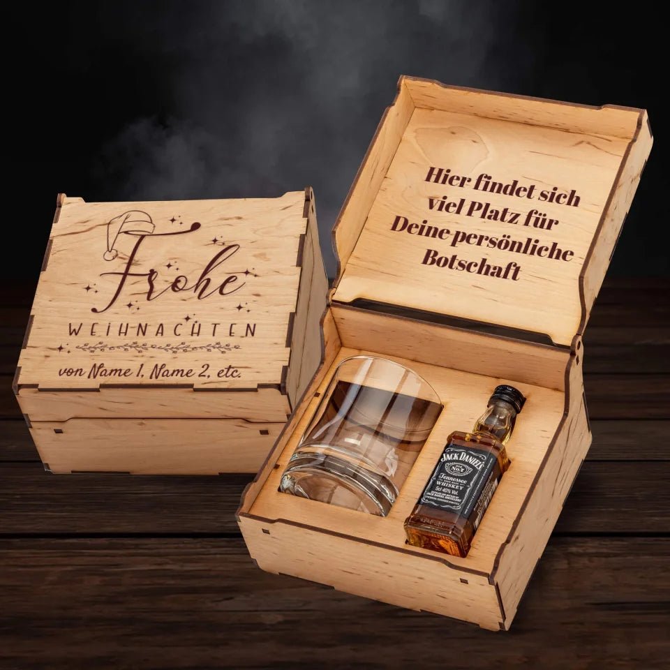 Jack Daniel´s Geschenkbox - Frohe Weihnachten mit Weihnachtsmütze - Customizer - drink4friends