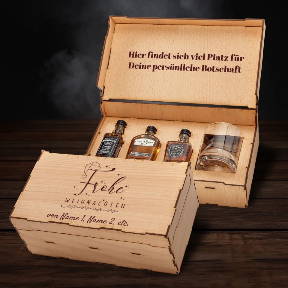 Jack Daniel´s Geschenkbox - Frohe Weihnachten mit Weihnachtsmütze - Customizer - drink4friends