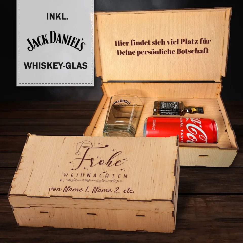 Jack Daniel´s Geschenkbox - Frohe Weihnachten mit Weihnachtsmütze - Customizer - drink4friends