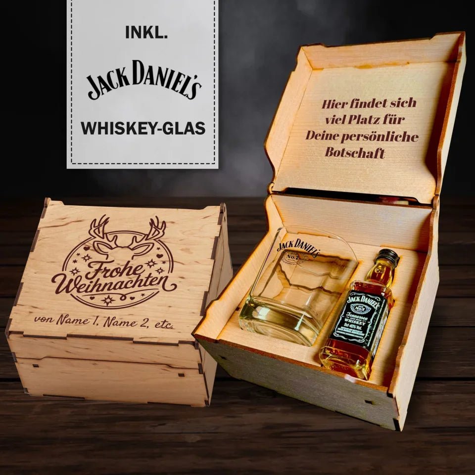 Jack Daniel´s Geschenkbox - Frohe Weihnachten - Rentier - Customizer - drink4friends