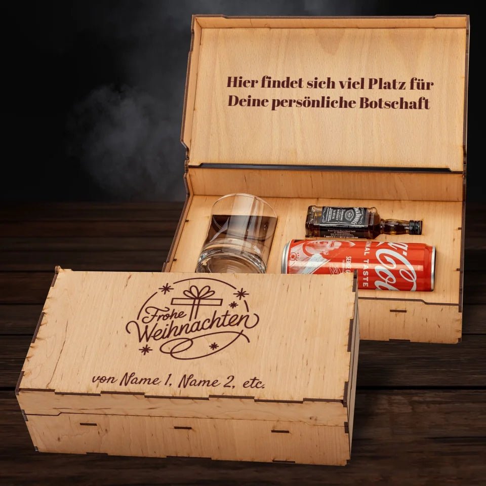 Jack Daniel´s Geschenkbox - Frohe Weihnachten - Schriftzug & Geschenk - Customizer - drink4friends