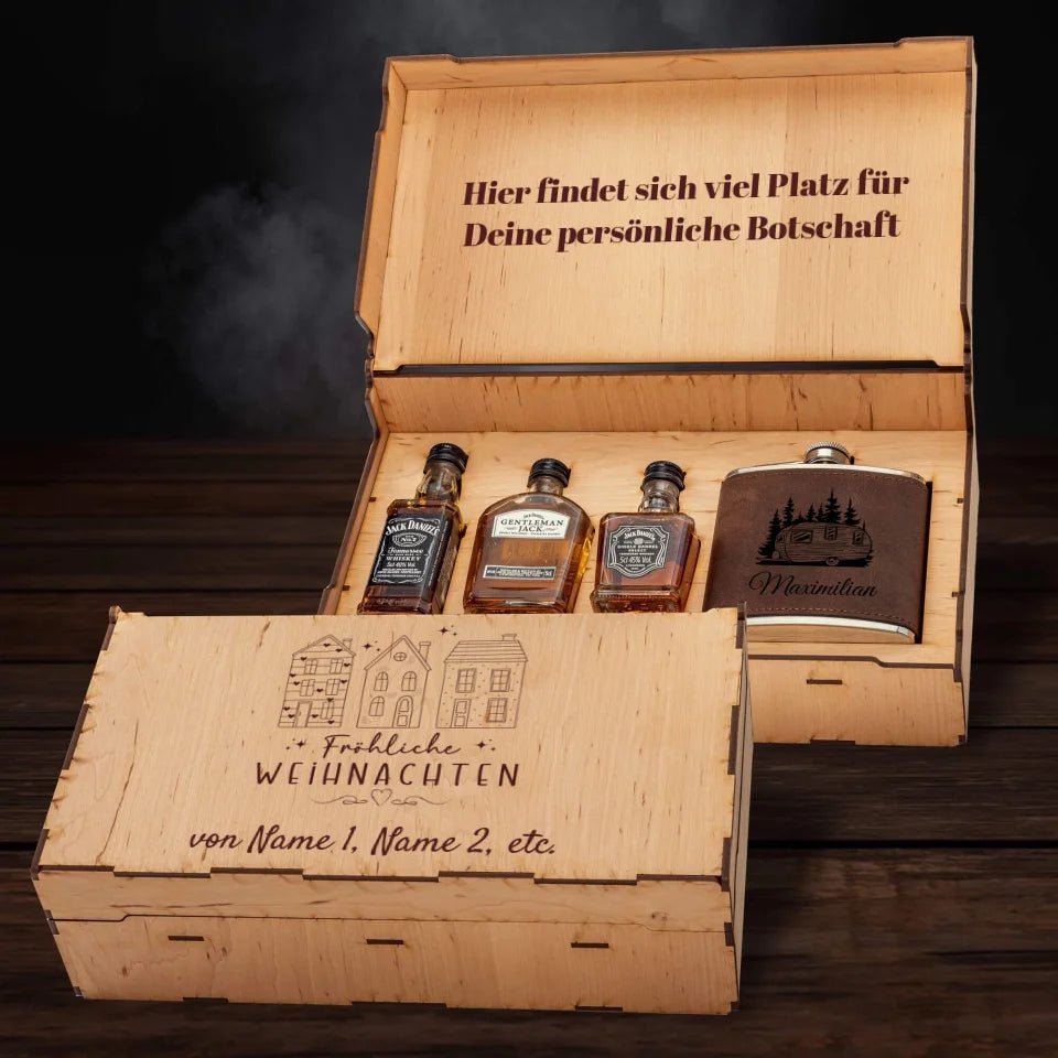 Jack Daniel´s Geschenkbox - Fröhliche Weihnachten - Häuser - Customizer - drink4friends