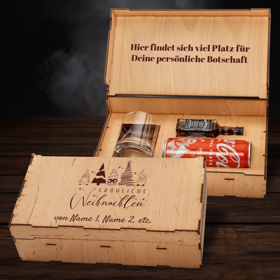 Jack Daniel´s Geschenkbox - Fröhliche Weihnachten - Häuser & Wichtel - Customizer - drink4friends