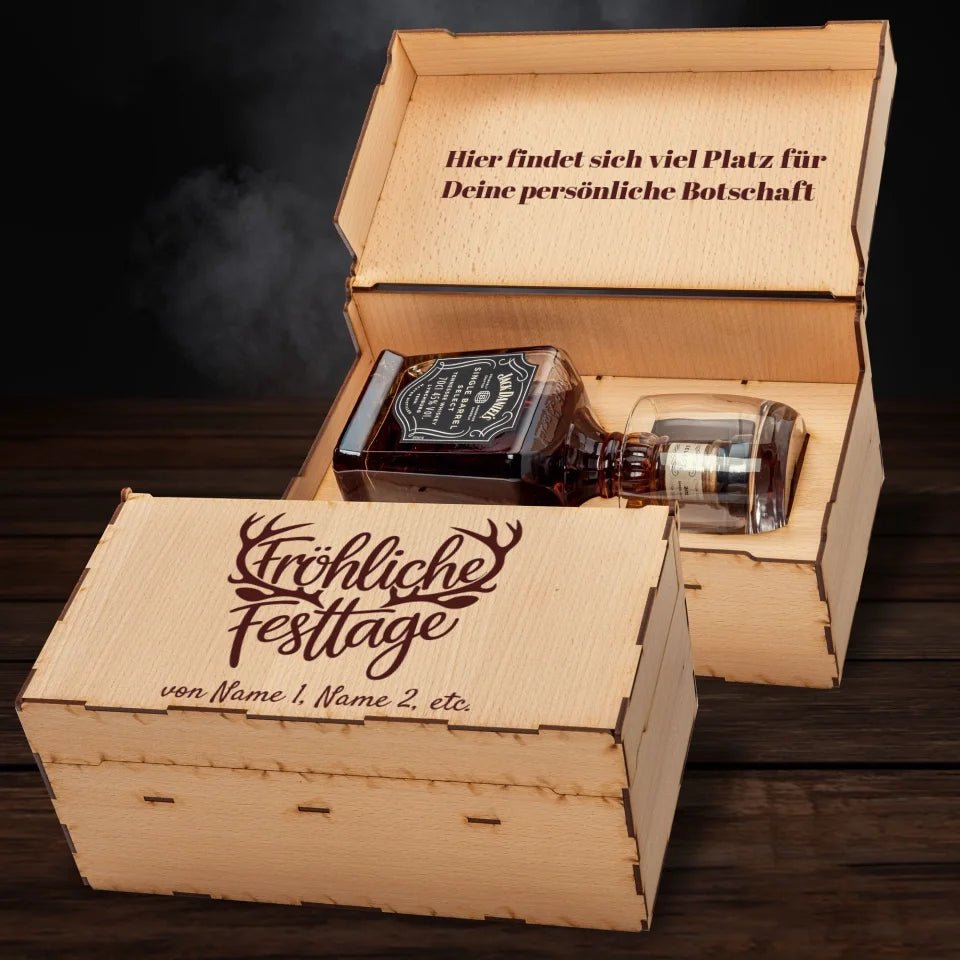 Jack Daniel´s Geschenkbox - Fröhliche Weihnachten - Rentiergeweih - Customizer - drink4friends