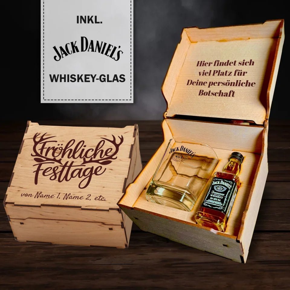 Jack Daniel´s Geschenkbox - Fröhliche Weihnachten - Rentiergeweih - Customizer - drink4friends