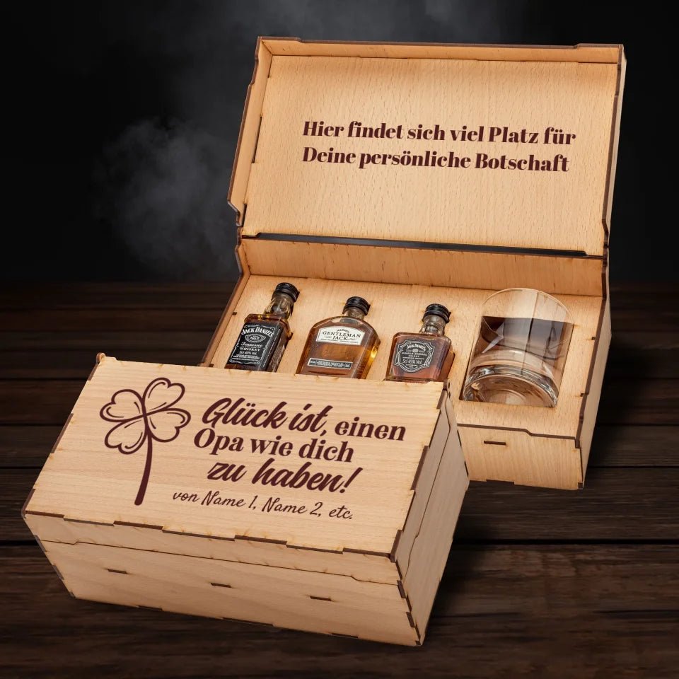 Jack Daniel´s Geschenkbox - Glück ist einen Opa wie dich zu haben - personalisierbar - Customizer - drink4friends