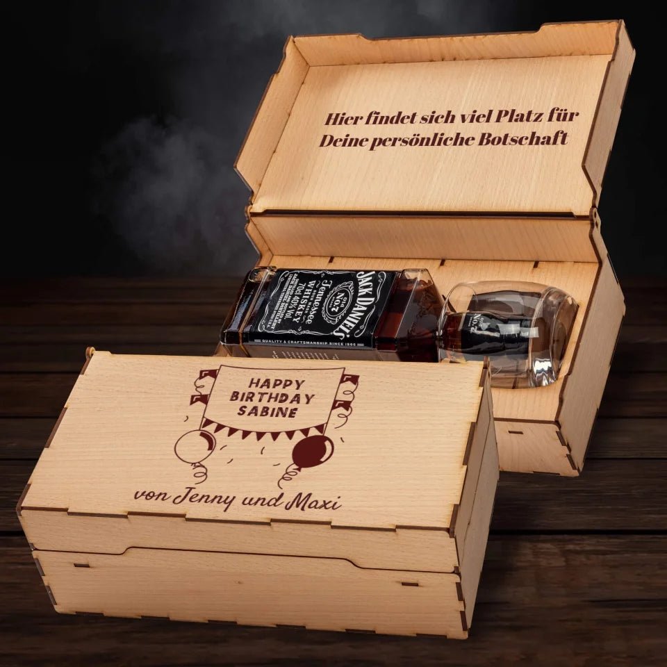 Jack Daniels Geschenkbox - Happy Birthday Banner - Customizer - drink4friends