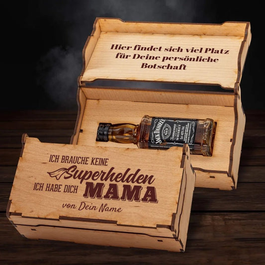 Jack Daniel´s Geschenkbox - Ich brauch keine Superhelden, ich habe dich Mama - Customizer - drink4friends