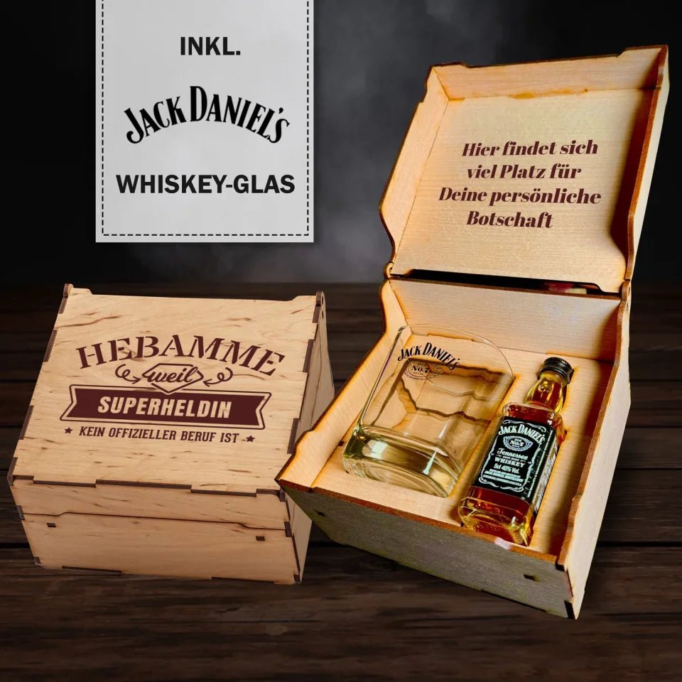 Jack Daniel's Geschenkbox - individueller Beruf, weil Superheld/in kein offizieller Beruf ist - personalisierbar - Customizer - drink4friends