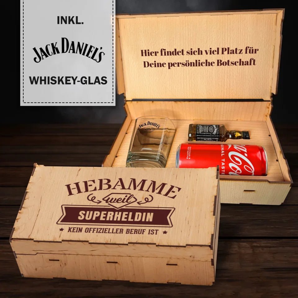 Jack Daniel's Geschenkbox - individueller Beruf, weil Superheld/in kein offizieller Beruf ist - personalisierbar - Customizer - drink4friends