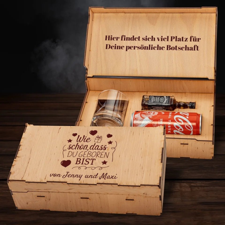 Jack Daniels Geschenkbox - Wie schön, dass du geboren bist - Customizer - drink4friends